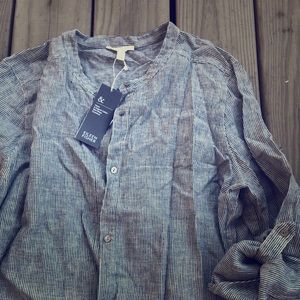 Stripe chambray hemp organic cotton shirt